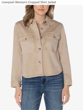 Liverpool Women's Cropped Shirt Jacket in the "Biscuit Tan" - small
